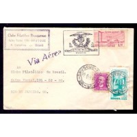 AÉREO - ENVELOPE CIRCULADO DO CLUBE FILATÉLICO BRUSQUENSE (SC) PARA RIO DE JANEIRO - 3 SELOS: RUI BARBOSA, PROF. ROCHA LIMA E HÉROIS BRASILEIROS 2ª GUERRA MUNDIAL - CARIMBO DE CHEGADA NO VERSO PARCIALMENTE VISÍVEL