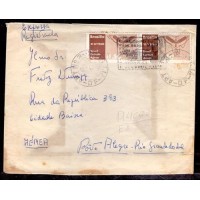 AÉREO - ENVELOPE REGISTRADO / EXPRESSA - CIRCULADO DE BRASÍLIA PARA PORTO ALEGRE EM 10/05/1960 COM PAR DO SELO DA INAUGURAÇÃO MAPA DO PLANO PILOTO - POSTADO NA APT Nº 3 - VERSO COM CHEGADA NO RS EM 13/05/1960