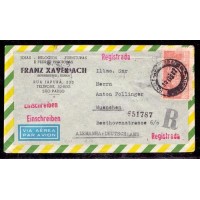 ENVELOPE CIRCULADO DE SÃO PAULO PARA ALEMANHA EM 4/05/1954 - VIA AÉREA - REGISTRADA - SELO DO 4º CENT. DE SP