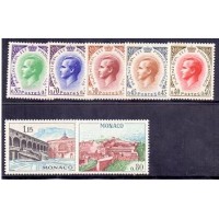 ANO 2013 MÔNACO - Y772/778 (1969)- PRÍNCIPE RANIERI III E VISITAS DO PALÁCIO,SÉRIE COM 7 SELOS MINT