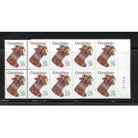 USA - Y-2288 - 1994 - NATAL - 29c MEIA PENDURADA COM PRESENTES - CARNÊ DE 5$80 UMA BANDA HORIZONTAL - 20 SELOS - MINT