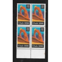 USA - Y-2466 -1996 - CENTENÁRIO DO ESTADO DE UTAH - ARCO DE ROCHA SEDIMENTAR - QUADRA - MINT