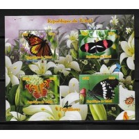 TCHAD - BORBOLETAS 1 SÉRIE 2012 - SÉRIE COM 4 SELOS,EMITIDOS EM FOLHINHA