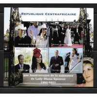 CENTRAFRICA - 50º ANIVERSÁRIO DO NASCIMENTO DA SENHORA DIANA SPENCER 1961-2011