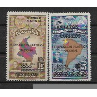 COLÔMBIA - 1953 - MINT - 2 SELOS AÉREO - II EXPOSIÇÃO FILATÉLICA NACIONAL