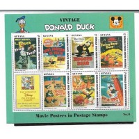 DISNEY - GUYANA - PATO DONALD E POSTERS DO CINEMA Nº 6 - BLOCO