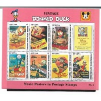 DISNEY - GUYANA - PATO DONALD E POSTERS DO CINEMA Nº 5 - BLOCO