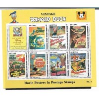 DISNEY - GUYANA - PATO DONALD E POSTERS DO CINEMA Nº 4 - BLOCO