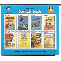DISNEY - GUYANA - PATO DONALD E POSTERS DO CINEMA Nº 1 - BLOCO 