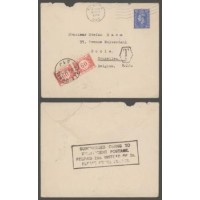 ENVELOPE CIRCULADO DE KILBURN (LONDRES) PARA BÉLGICA EM 5 MARÇO 1946 - SELOS ADICIONAIS DE TAXAS E LINDOS CARIMBOS