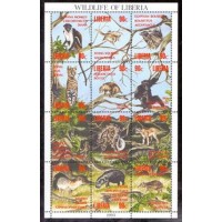 FAUNA - ANIMAIS DIVERSOS - BLOCO 12 SELOS - LIBÉRIA - 1993