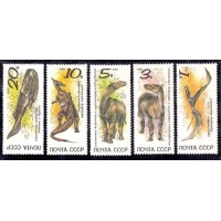 RÚSSIA - UNIÃO SOVIÉTICA - 1990 - FAUNA PRÉ-HISTÓRICA - 5 SELOS