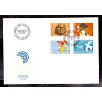 FAUNA - CACHORROS + BICICLETA / CICLISMO - SUÍÇA - FDC - 1983