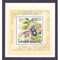 FAUNA - FLORA - ABELHA E FLORES - XYLOCOPA VALGA - 1 SELO - GUINÉ-BISSAU - 2009