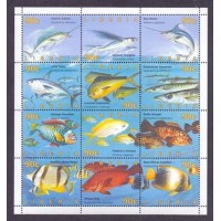 FAUNA MARINHA - PEIXES - BLOCO 12 SELOS (1319/30 - N/G) - LIBÉRIA - 1996