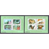 FAUNA SELVAGEM - FLORA - 2 BLOCOS (B181/2 - N/G) - ROMÊNIA - 1986