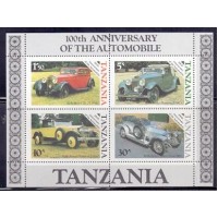 TRANSPORTE - CARROS CLÁSSICOS - BLOCO 4 SELOS - TANZÂNIA