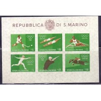 SAN MARINO - Y B-10 (1960) JOGOS OLIMPICOS DE ROMA - POLO SOBRE GRAMA - NATAÇÃO - REMO - ESGRIMA - TIRO - HIPISMO - 1 BLOCO DE SÉRIE DE 3 BLOCOS MINT 