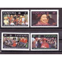 TANZÂNIA - Y 0317/320 (1987) REALEZA: 60º ANIVERSÁRIO DA RINHA ELIZABETH II DA INGLATERRA- SÉRIE 4 SELOS MINT