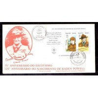 FDC-261 - BLOCO 053 - 75º ANIVERSÁRIO DO ESCOTISMO - CARIMBO 1ºDIA + CBC - RHM R$ 90,00 (18 UFS)