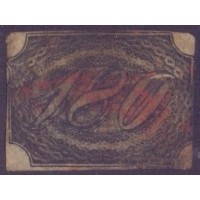 I-08 - 1845 - INCLINADOS 180 RÉIS - CARIMBADO – RESTAURADO COM MONTAGEM DE 2 SELOS DIFERENTES CRIANDO 1 SELO – SELO DE 3ª ESCOLHA - RHM 4.000 UFS