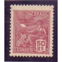 R-263 - 1929 - VOVÓ - AVIAÇÃO - 50 RÉIS - VINHO - FILIGRANA EUBRASIL - FILIGRANA ACRÓSTICA - NOVO - CHARNEIRA - SUPER LINDO - RHM R$ 5.500,00 (1.100 UFS X R$ 5,00)