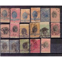 MADRUGADA - CARTELA CONTENDO 17 SELOS DE DIVERSOS FACIAIS SENDO VÁRIOS COM MARGENS EXTRAS GRANDES E OUTRAS VARIANTES PRA ESTUDO DE CARIMBOS TAMBÉM