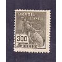 R-201 (192-26) SÉRIE VOVÓ - FILIGRANA D - CASA DA MOEDA  - VERTICAL - 300 RÉIS OLIVIA ESCURO - MERCÚRIO E GLOBO - SELO NOVO SEM GOMA 