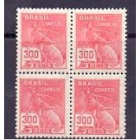 R-271 (1930) - SÉRIE VOVÓ FILIGRANA J ESTADINHO - 300 RÉIS VERMELHO MERCÚRIO E GLOVO QUADRA MINT 