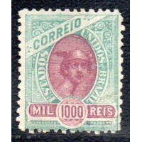 R-113 – NOVO – SEM GOMA – LINDO – VERDE E MALVA - 1.000 RÉIS – FILIGRANA CORREIO FEDERAL – RHM R$ 6.000,00 (1.200 UFS)