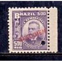 R-143 - 500 RÉIS - VIOLETA ARDÓSIA, (30-11-1906) - MANUEL F. DE CAMPOS SALLES - COM SOBRECARGA E FURO DE SEGURANÇA