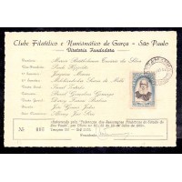 AUTÓGRAFO / ASSINATURA - PRESIDENTE DO CLUBE FILATÉLICO E NUMISMÁTICO DE GRAÇA - DIRETORIA FUNDADORA - Nº 006 DE 150 - 1952