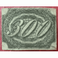 I-09 – 1845 – INCLINADO 300 RÉIS – CARIMBADO – CERTIFICADO JLF FILATELIA: “UM RESTAURO POR ADIÇÃO DE PAPEL NO VERSO EM FUNÇÃO DE UM RASGO HORIZONTAL JUNTO À MARGEM INFERIOR DIREITA E OUTROS DEFEITOS. - RHM 12.000 UFS