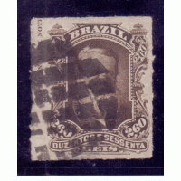 I-43L – 1877 – VARIEDADE: LEGENDA INGLÊS – MARGEM ESQUERDA – CARIMBO MUDO BEM APLICADO - DOM PEDRO II BARBA BRANCA 260 RÉIS – LINDO - RHM 180 UFS