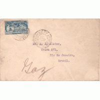 C-0006 – 1906 – ENVELOPE CIRCULADO – COM SELO PANAMERICANO 200 RÉIS – FRANQUIA ISOLADA – 1º PORTE NACIONAL – LINDÍSSIMO - RHM 360 UFS