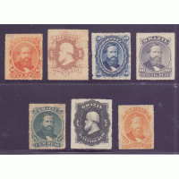 I-30/36 - 1876 - DOM PEDRO II – PERCÉ – SÉRIE COMPLETA – NOVOS – LINDOS - ATENÇÃO: I-34A É O COMUM: 80 UFS – I-34 É RARÍSSIMO: 800 UFS - RHM 1.020 UFS
