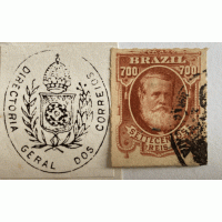 I-45 – CARIMBO ESCUDO DA DIRECTORIA GERAL DOS CORREIOS – DOM PEDRO II BARBA BRANCA 700 RÉIS – SELO MUITO BONITO - RHM 125 UFS PRA CARIMBO COMUM OU BORRADO