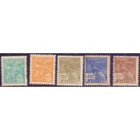 R-313/317 – INCLUINDO O RARO 316 - 1937/1939 – VOVÓ – FILIGRANA CRUZ DE CRISTO – SÉRIE COMPLETA – NOVOS GOMADOS – CHARNEIRA – ALGUMA OXIDAÇÃO – MUITO BONITOS