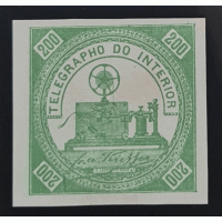 T-04 – TELÉGRAFOS 200 RÉIS – 1871 – NOVO – PERFEITO – BOAS MARGENS – EMITIDO SEM GOMA – CHARNEIRA – EXCELENTE - RHM 270 UFS