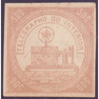 T-05 – TELÉGRAFOS 500 RÉIS – 1871 – NOVO – PERFEITO – BOAS MARGENS – ÓTIMA COR – EMITIDO SEM GOMA – MUITO BONITO - RHM 230 UFS