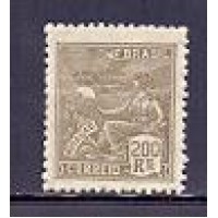 R-270 (1930) SÉRIE VOVÓ - FILIGRANA J - ESTADINHO - 200 RÉIS OLIVA - AVIAÇÃO - SELO MINT