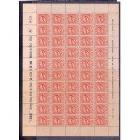 V-36/36A - 50 RÉIS - FOLHA 50 SELOS - NOVA GOMADA ALGUMA OXIDAÇÃO E REFORÇO CHARNEIRA - PICOTES ABERTOS - 9 SELOS FILIGRANA COMPLETA WESTORPOST - RHM 557 UFS