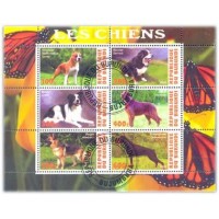 BURUNDI - RAÇAS  DE CACHORROS - CLIIE, DOBERMANN. PASTOR ALEM~, ETC -  SERIE 6 SELOS USADOS EMITIDOS EM FOLHINHA