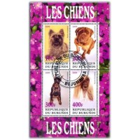 BURUNDI - RAÇAS DE CACHORROS -  SERIE 4 SELOS USADOS EMITIDOS EM FOLHINHA