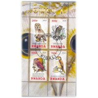 RWANDA - CORUJAS 1ª SERIE - SERIE 4 SELOS USADOS EMITIDOS EM FOLHINHA