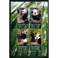 CONGO - FAINA - PANDAS - SERIE 4 SELOS USADOS EMITIDOS EM FOLHINHA