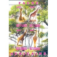 CONGO - GIRAFAS  2012 - SÉRIE COM 4 SELOS USADOS EMITIDOS EM FOLHINHA