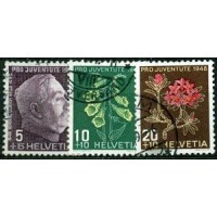SUIÇA - Y 0457+458+459 (1948) FESTA NACIONAL - GUARDA DE FRONTEIRAS E FAZENDAS - 3 SELOS USADOS DE UMA SÉRIE DE 4 