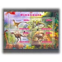RWANDA - DINOSSAURO -  BLOCO CARIMBADO 