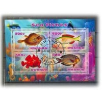 RWANDA - FAUNA - PEIXES - BLOCO CARIMBADO - 2013